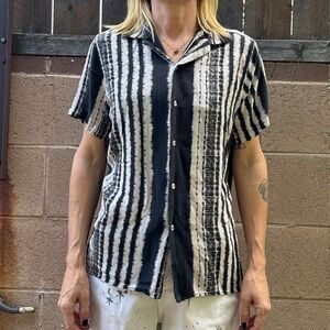 Zara Black and White Striped Slim Fit Shirt